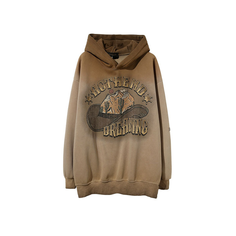 Washed, distressed and velvet hip-hop lazy style hoodies