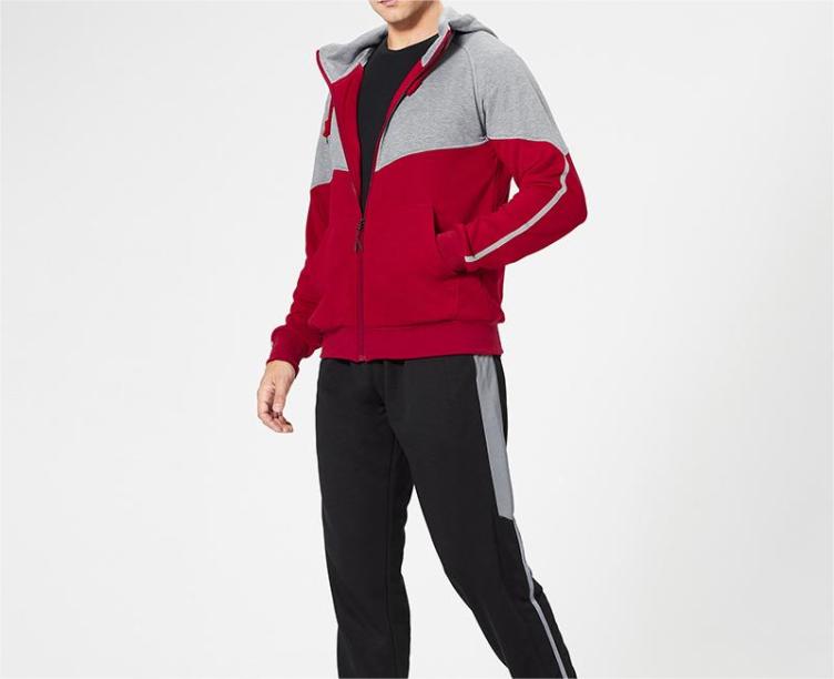 Hooded suit men's American retro cardigan casual sports sportswear