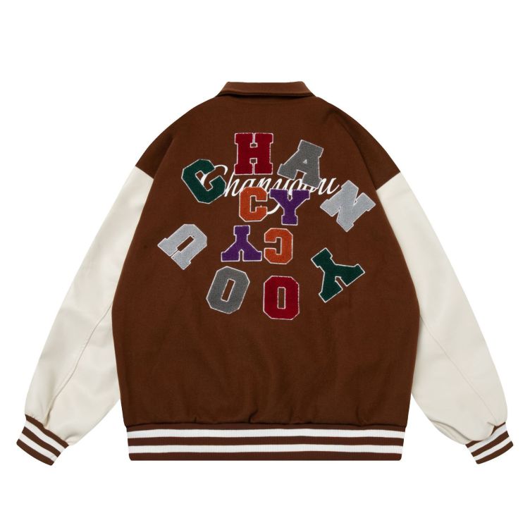 American hip hop letter embroidery loose lapel baseball Jacket