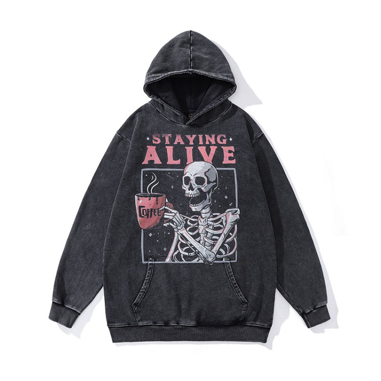 High street dark Doberman print heavily distressed hoodies