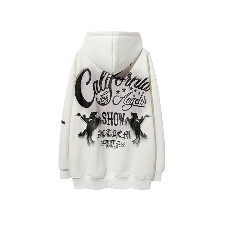 Washed, distressed and velvet hip-hop lazy style hoodies