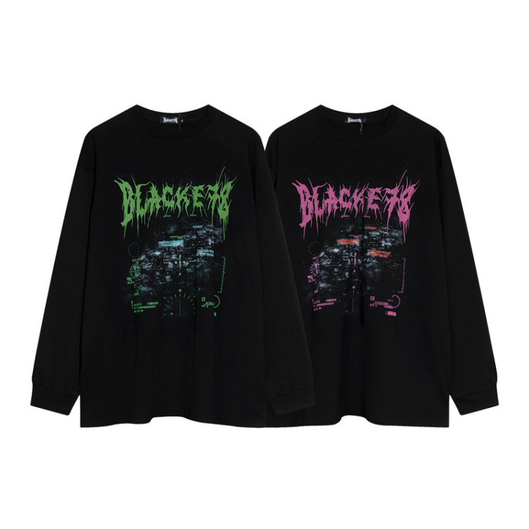 Retro high street style graffiti letters loose base sweatshirts