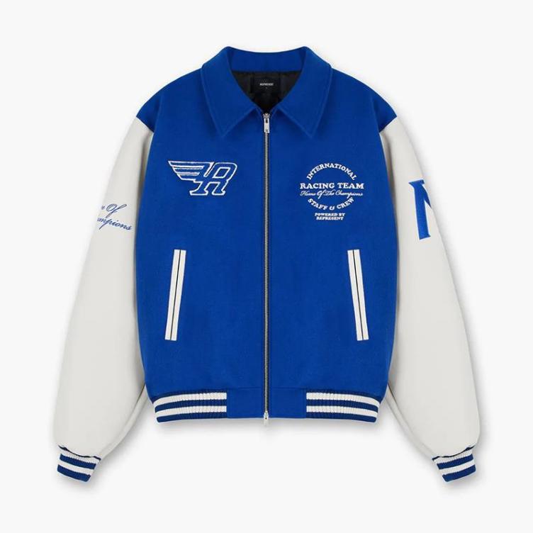 REPRESENT REP racing team leather sleeves with high street retro zippers Jacket