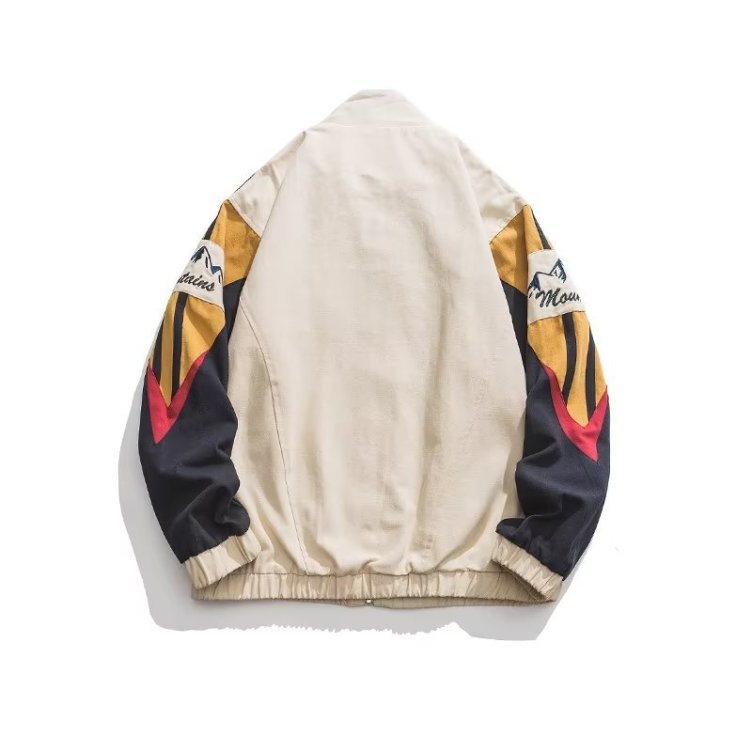 Loose and casual stand collar color block jacket Jacket