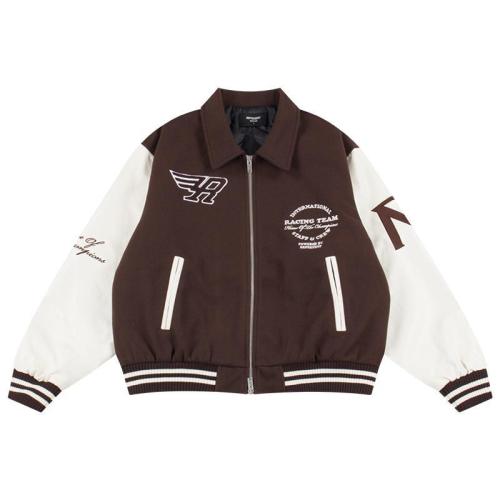 REPRESENT REP racing team leather sleeves with high street retro zippers Jacket