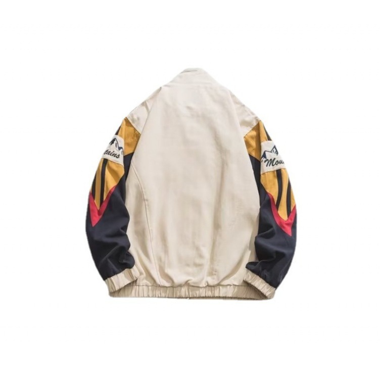 Loose and casual stand collar color block jacket Jacket