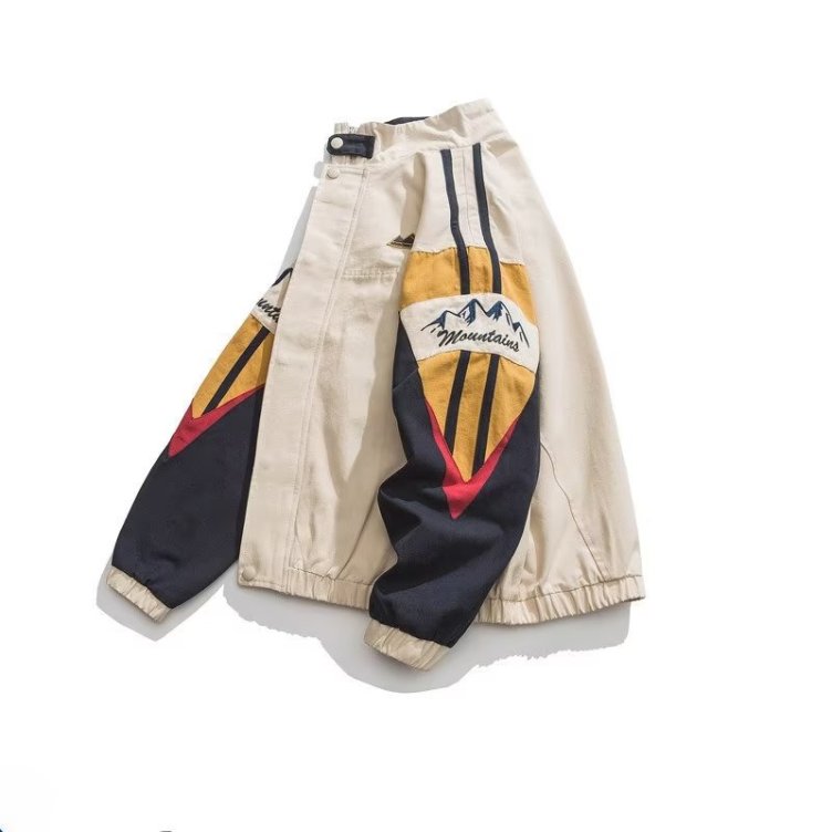 Loose and casual stand collar color block jacket Jacket