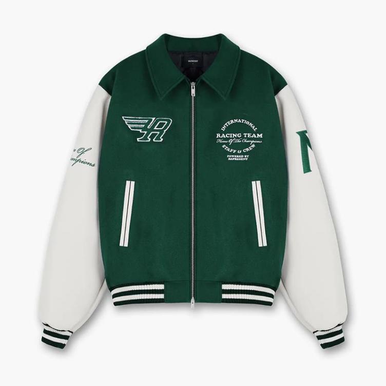 REPRESENT REP racing team leather sleeves with high street retro zippers Jacket