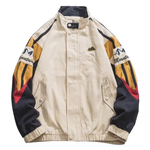 Loose and casual stand collar color block jacket Jacket