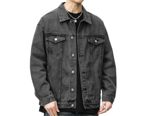 Heavy wash denim loose shoulder casual jacket