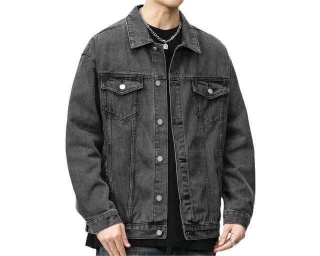 Heavy wash denim loose shoulder casual jacket