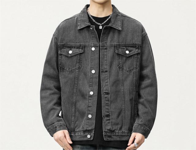 Heavy wash denim loose shoulder casual jacket