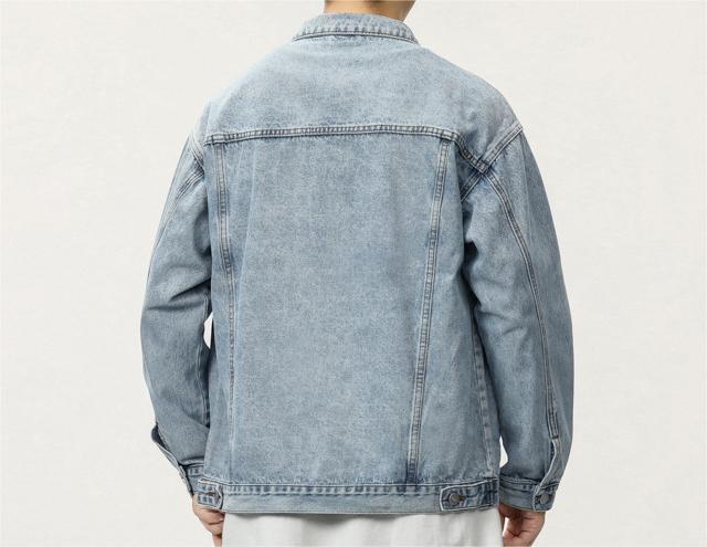 Heavy wash denim loose shoulder casual jacket