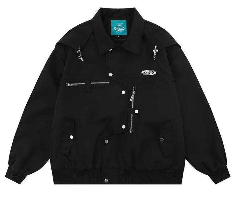 High Street Metal Airplane Button Lapel Retro Versatile Casual jacket