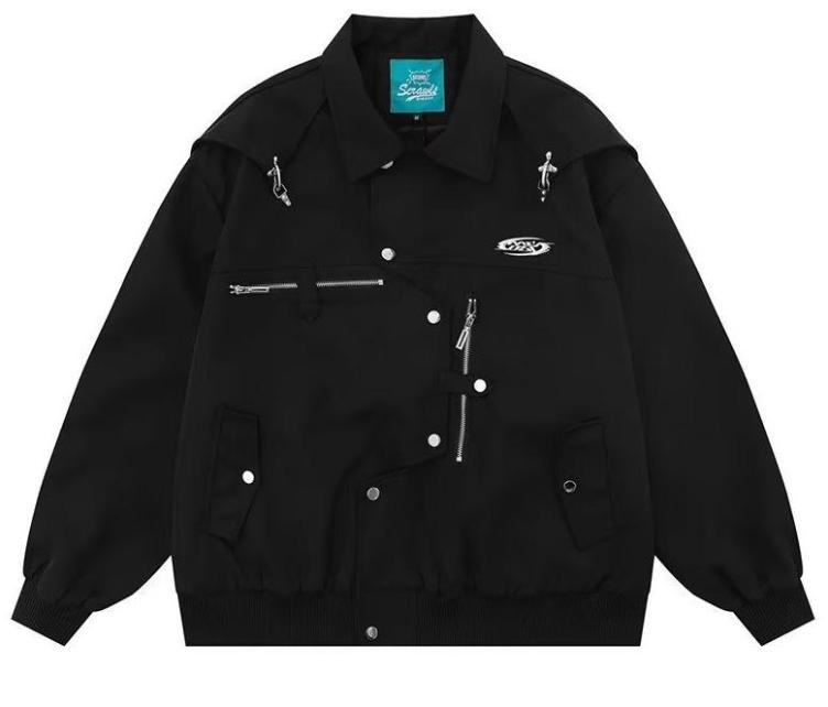 High Street Metal Airplane Button Lapel Retro Versatile Casual jacket