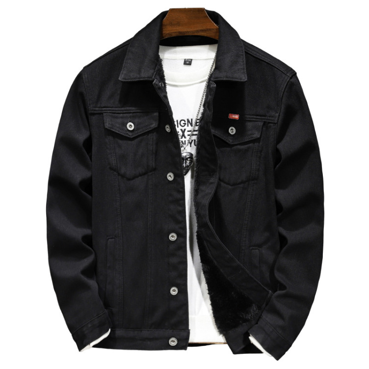 Retro heavy duty denim plus velvet and thickening jacket