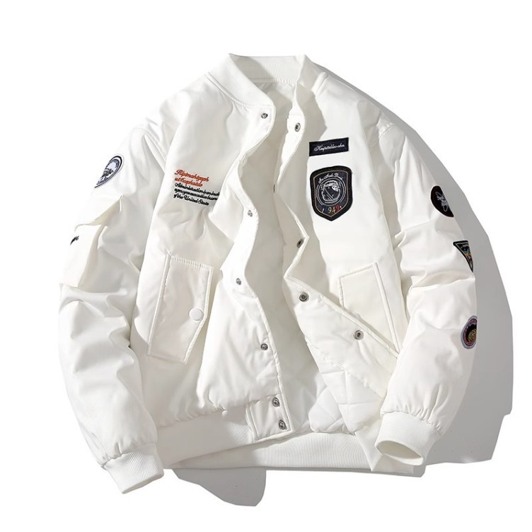Retro thickened baseball cotton jacket loose pilot jacket