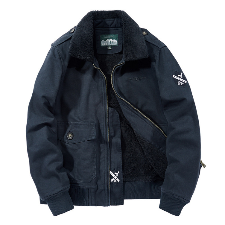 Flight suit plus velvet loose three-dimensional cotton casual casual suit jacket