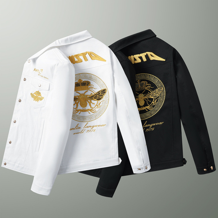 High end little bee embroidery pilot jacket
