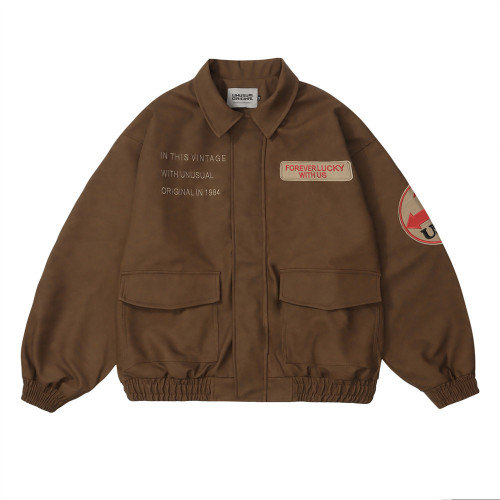 Patch embroidered letter workwear hip-hop loose niche pilot jacket