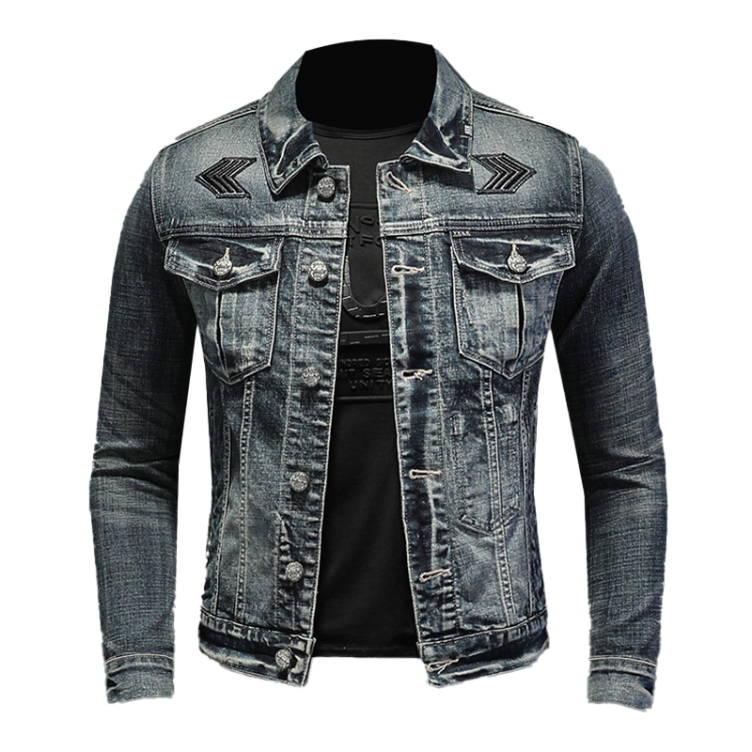 Stand collar denim stretch casual jacket