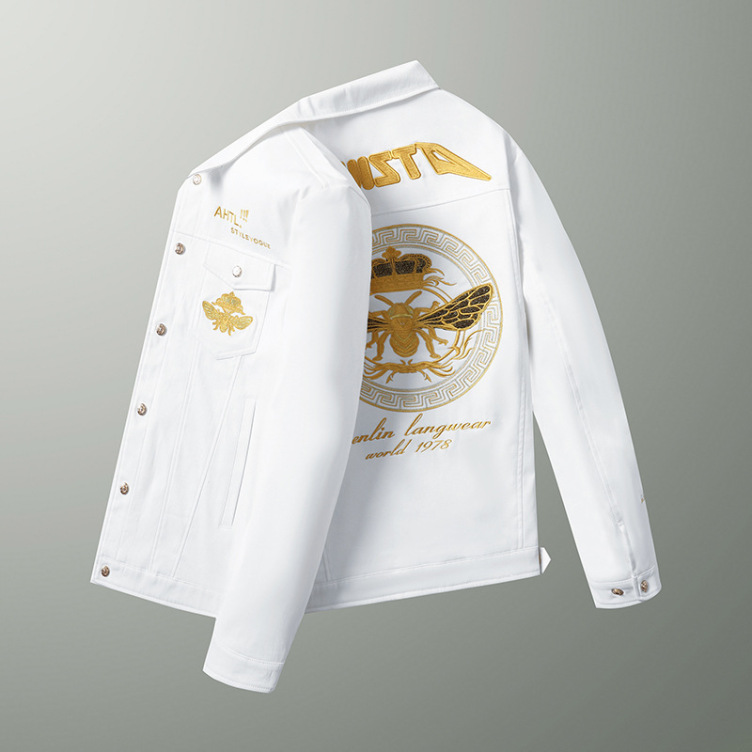 High end little bee embroidery pilot jacket