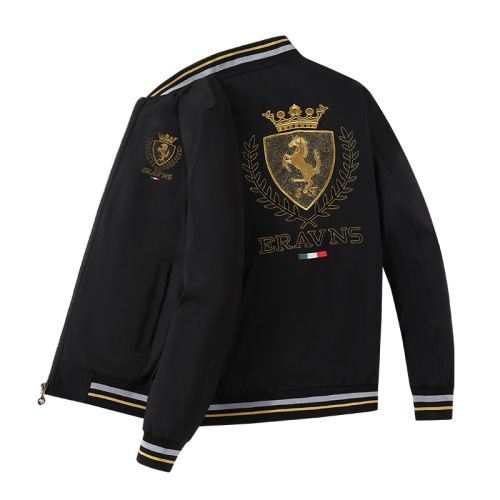 Embroidered white baseball jersey plus velvet jacket