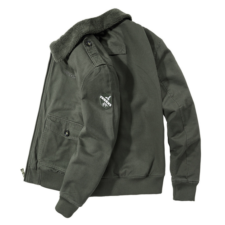 Flight suit plus velvet loose three-dimensional cotton casual casual suit jacket