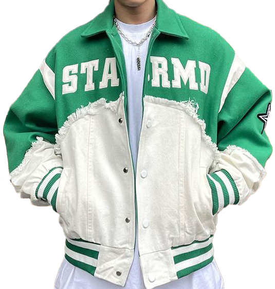 Denim splicing design, niche American street style jacket