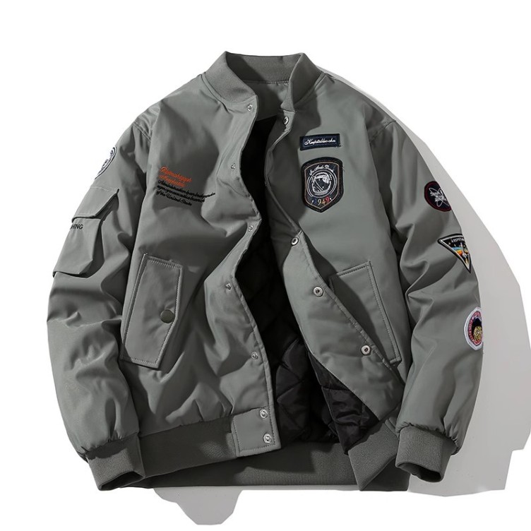 Retro thickened baseball cotton jacket loose pilot jacket