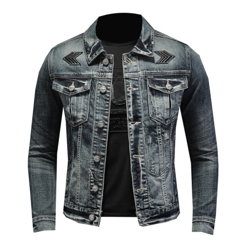 Stand collar denim stretch casual jacket