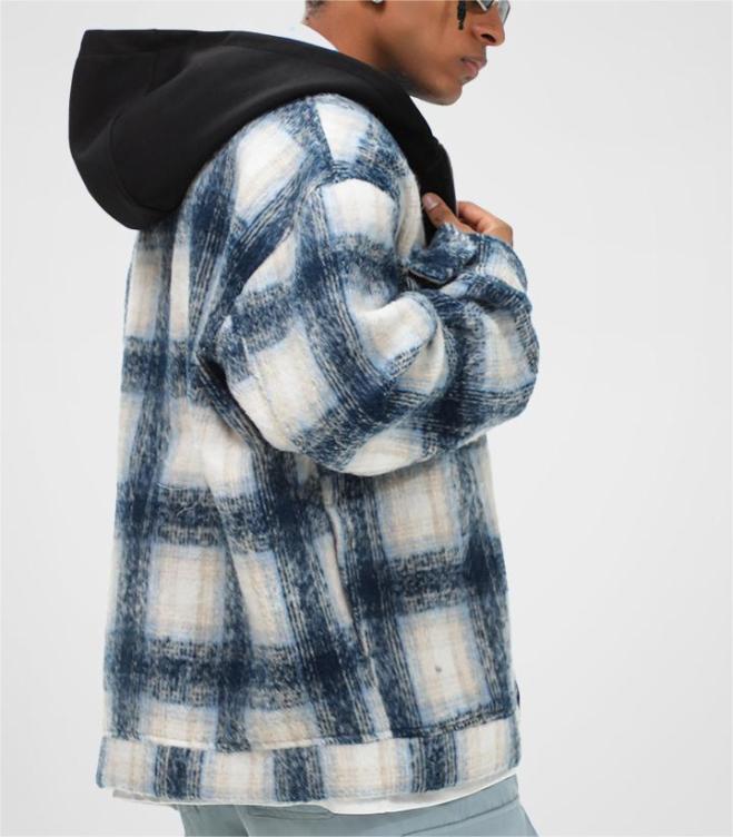 Thickened hooded hip hop patchwork plaid jacket