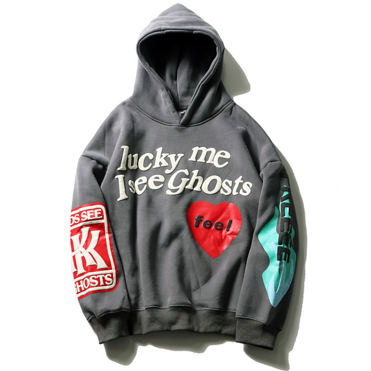 Foam love graffiti plus velvet casual hoodies