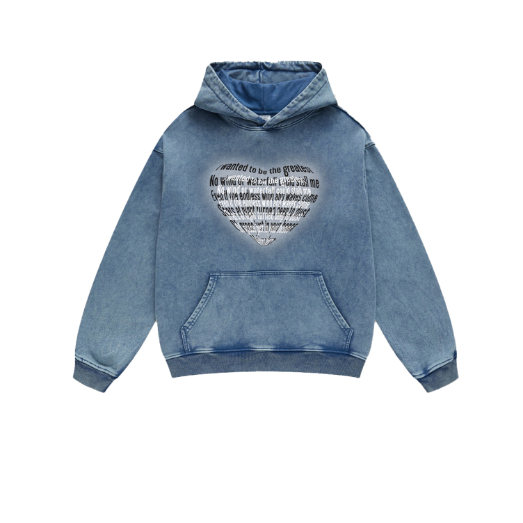 Heavy washed batik love print vintage hoodies