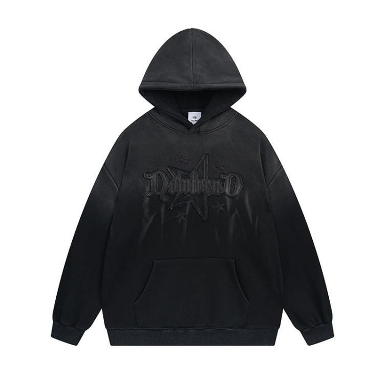 Gradient letter embroidery street loose hoodies