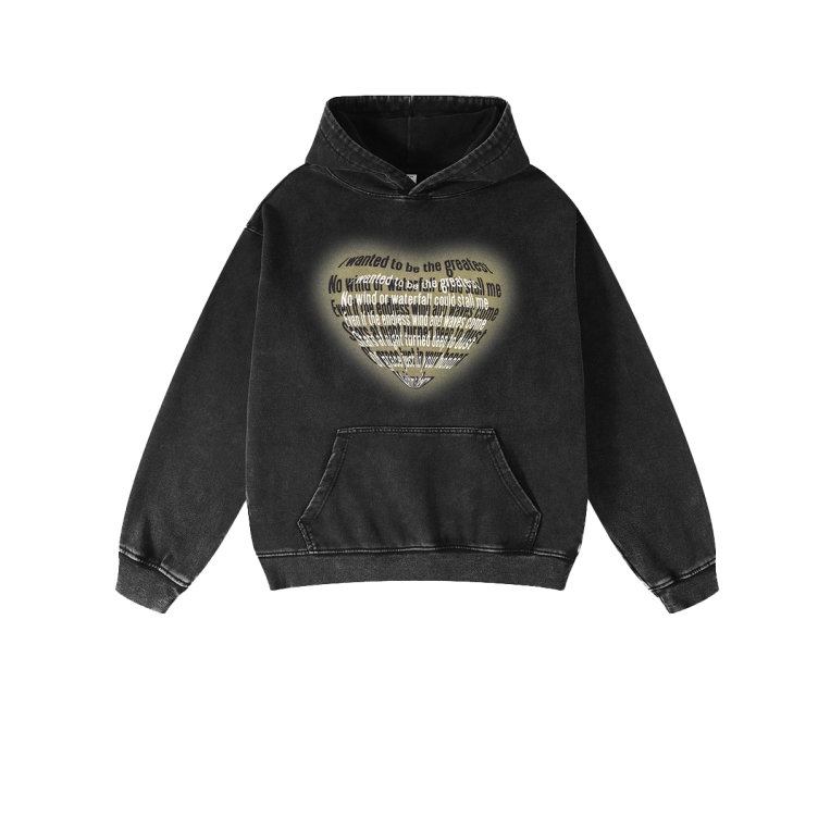 Heavy washed batik love print vintage hoodies