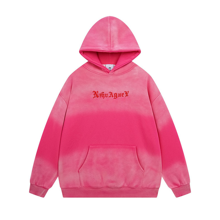 Gradient letter embroidery street loose hoodies