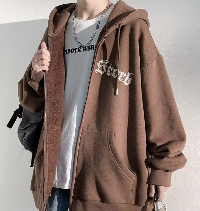 Heavyweight hooded fleece thick zipper cardigan hoodies