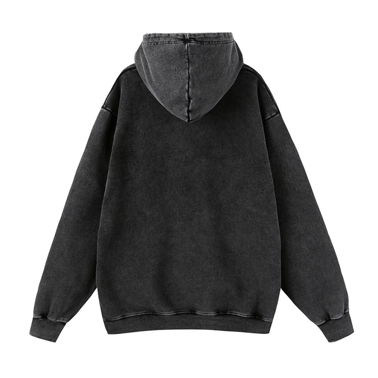 High Street Fashion Brand Dark Style Character Print Round Neck Street Retro hoodies