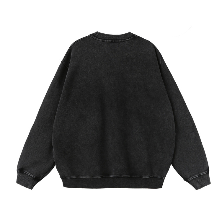 High Street Fashion Brand Dark Style Character Print Round Neck Street Retro hoodies