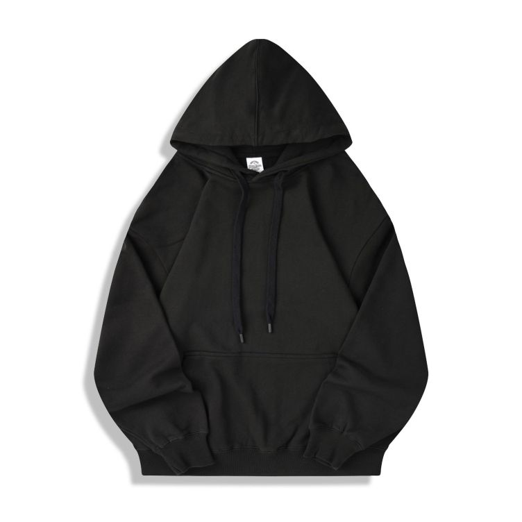 Loose pure cotton off-shoulder printed solid color large version with embroidered logo hoodies