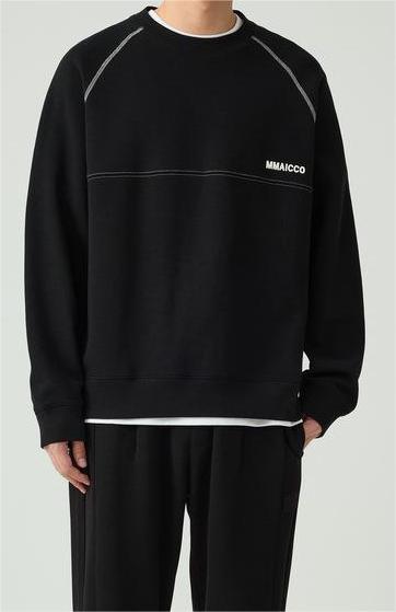 Momax letter embroidery round neck, bright line contrasting color sweatshirts