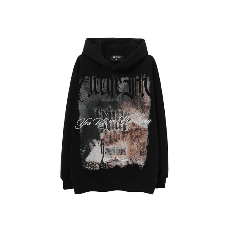 American high street retro lazy style plus velvet hoodies