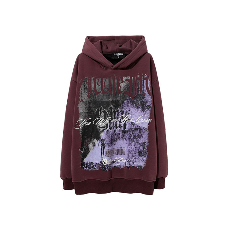 American high street retro lazy style plus velvet hoodies
