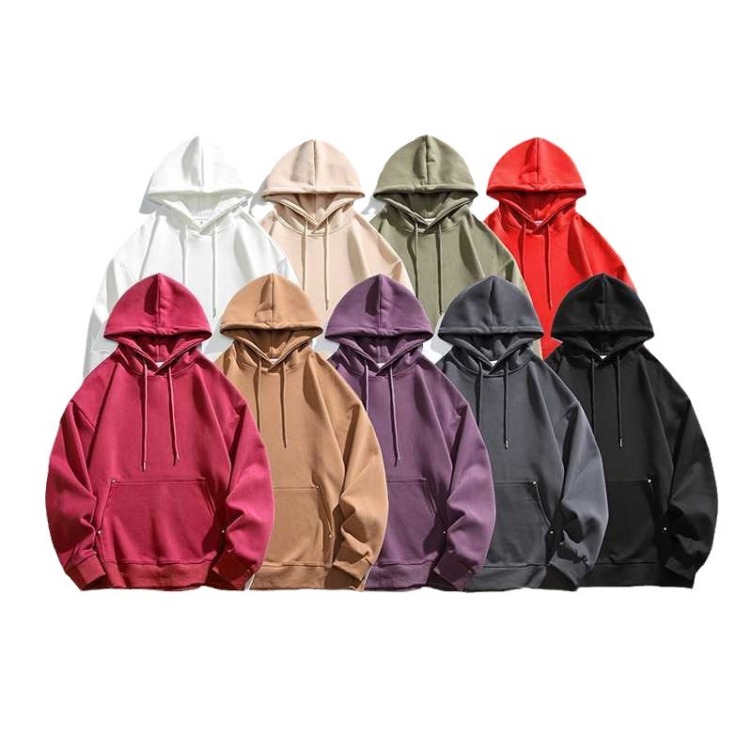 Basic solid color retro street style loose hoodies