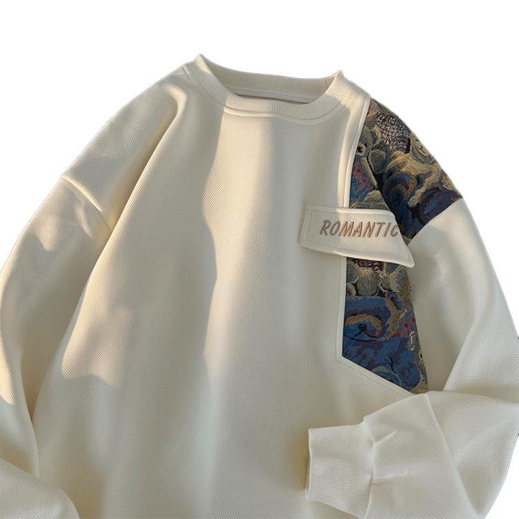 Embroidered round neck plus size plus velvet sweatshirts
