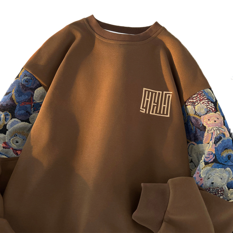 Embroidered round neck plus size plus velvet sweatshirts