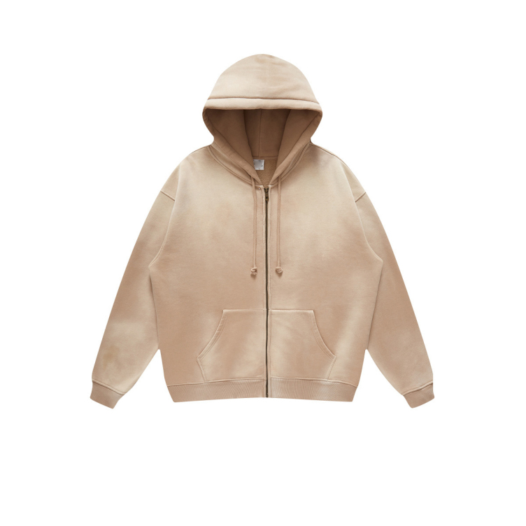 Washed Gradient Zipper American Retro Heavy Duty hoodies