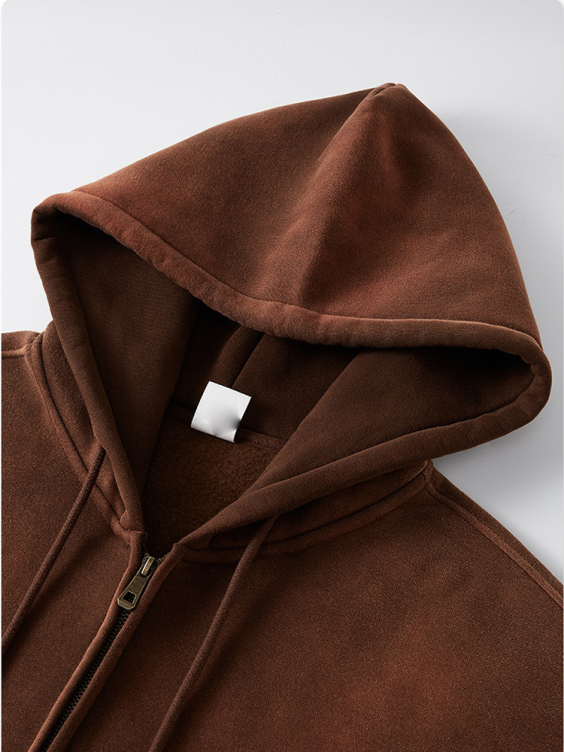 Washed Gradient Zipper American Retro Heavy Duty hoodies