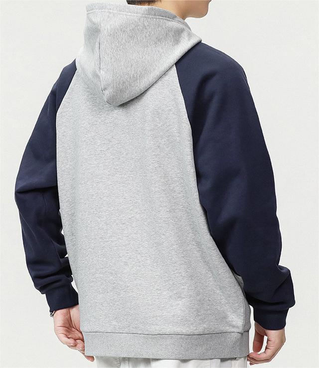 American style patchwork contrasting color plus velvet high-end raglan sleeves hoodies